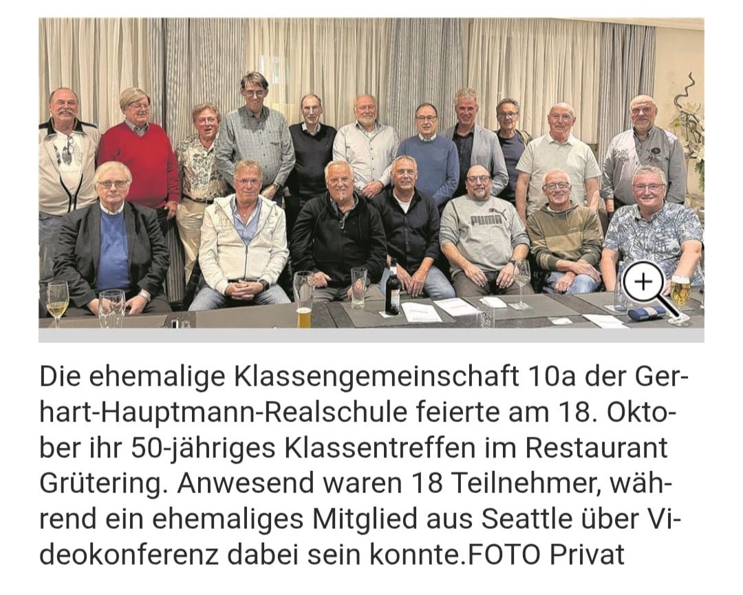 50 Jahre später – Wiedersehen der Klasse 10a (Abschlussjahrgang 1975)